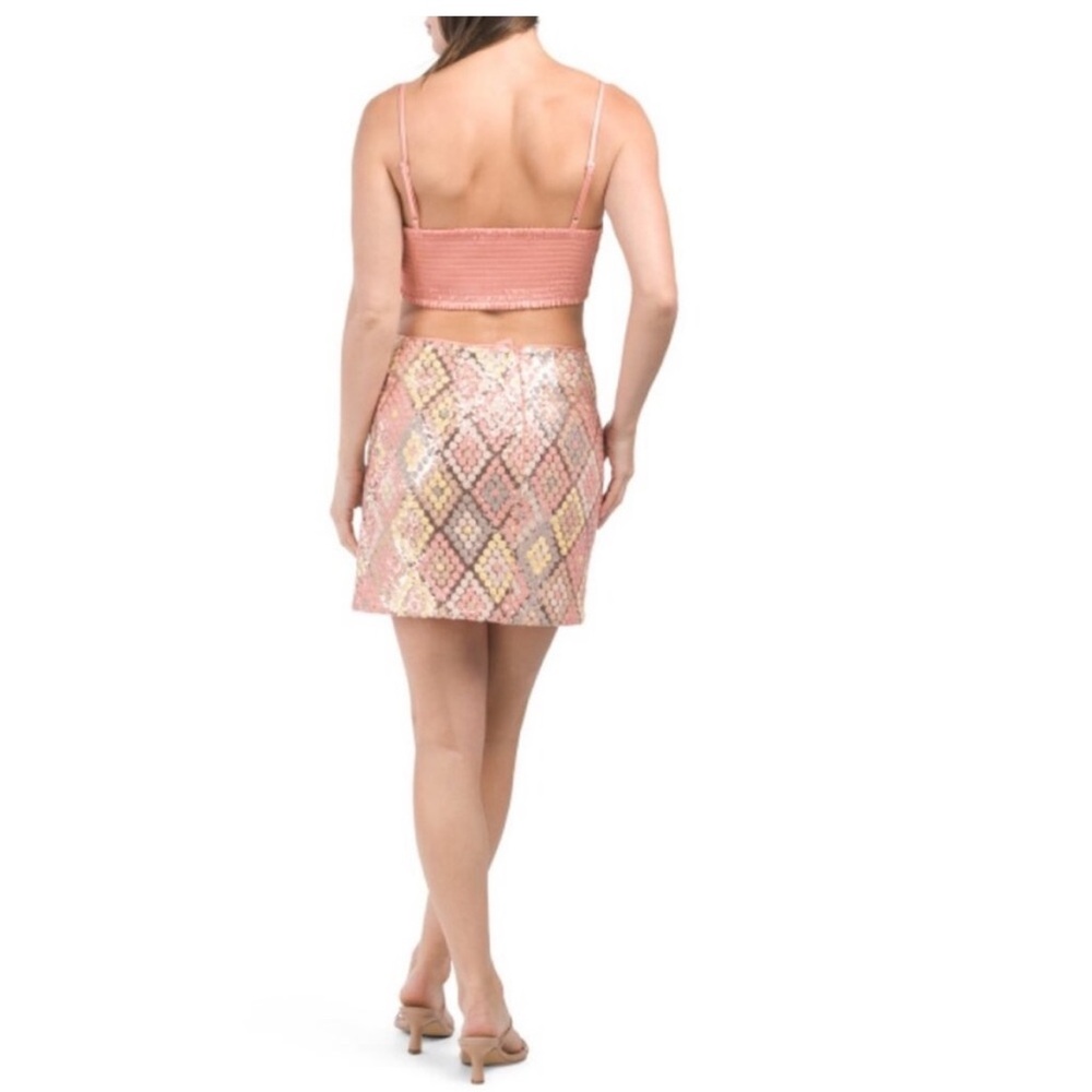 NEW🌸Caroline Constas 2 piece Sequin Mini Skirt & Crop Top Set - Picture 10 of 11